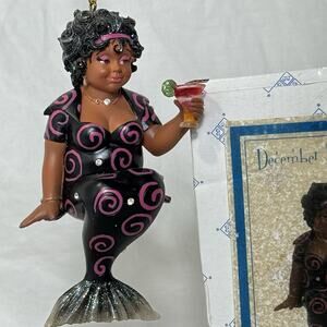 December Diamonds Rare Twirley Shirley 2009 Black Mermaid Ornament Retired
